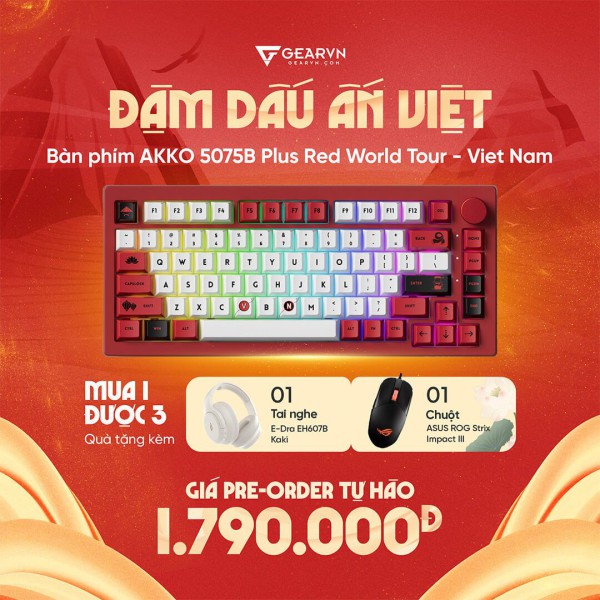 Bàn phím AKKO 5075B Plus Red World Tour VIET NAM